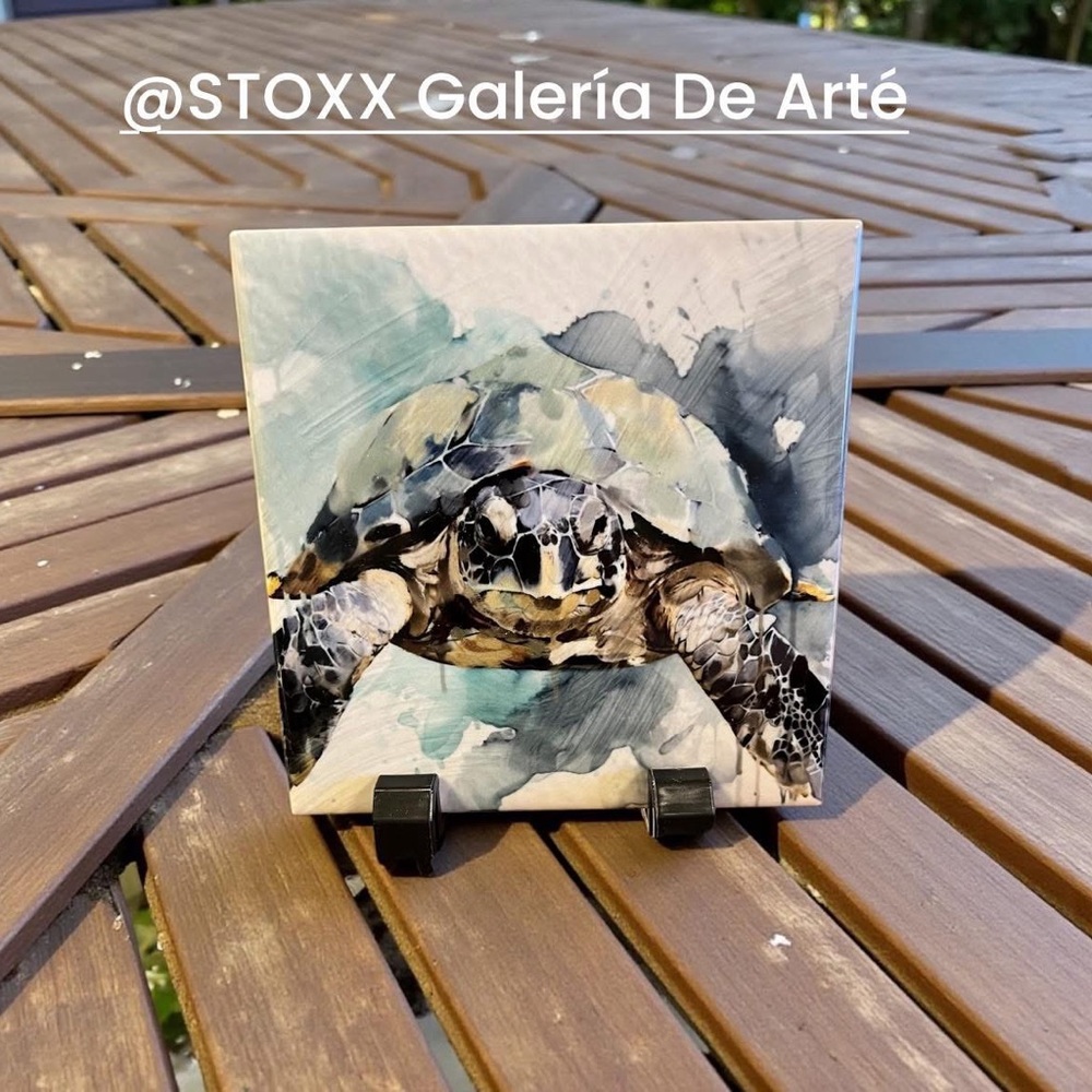 🐢 4”x4” Sea Turtle Art Tile – STOXX Galería De Arté 🎨